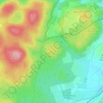 Topografische Karte Benzenberg, Höhe, Relief
