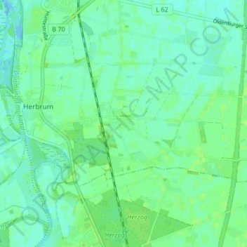 Topografische Karte Herbrum Siedlung, Höhe, Relief
