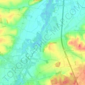 Topografische Karte Weng, Höhe, Relief