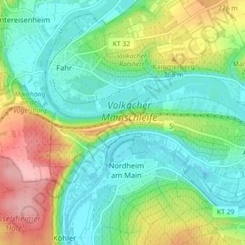 Topografische Karte Vogelsburg, Höhe, Relief