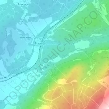 Topografische Karte Leanachan Forest, Höhe, Relief