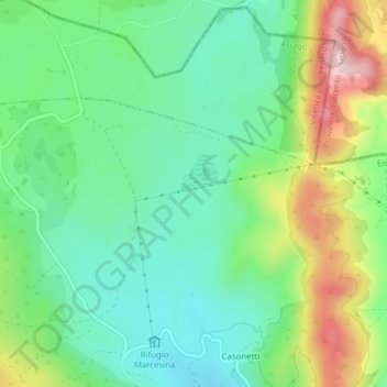 Topografische Karte Marcesina, Höhe, Relief