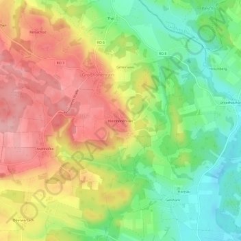 Topografische Karte Kleinhöhenrain, Höhe, Relief