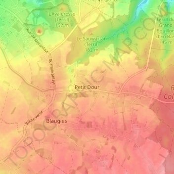 Topografische Karte Petit Dour, Höhe, Relief