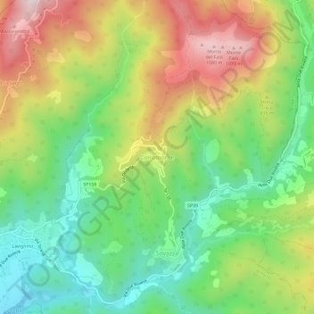 Topografische Karte Coiromonte, Höhe, Relief