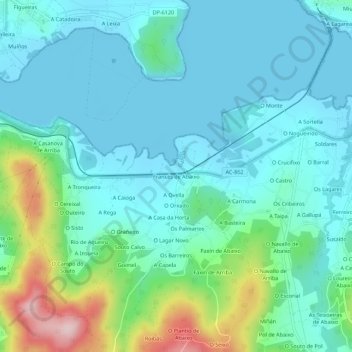 Topografische Karte Francés de Abaixo, Höhe, Relief