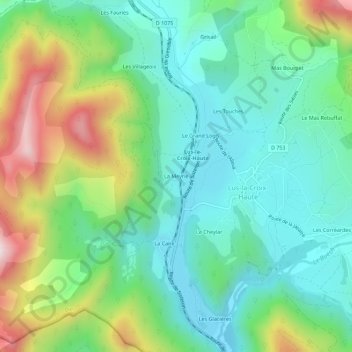 Topografische Karte La Meyrie, Höhe, Relief
