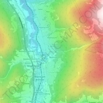 Topografische Karte Pfons, Höhe, Relief