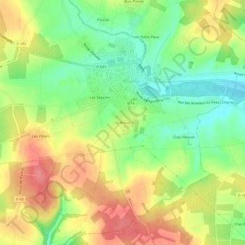 Topografische Karte Le Breuil, Höhe, Relief