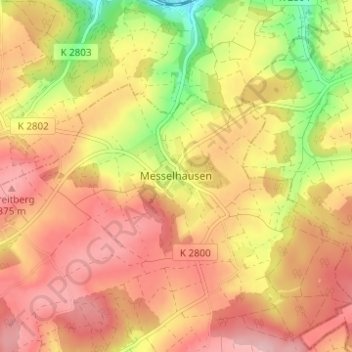 Topografische Karte Messelhausen, Höhe, Relief
