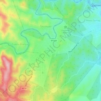 Topografische Karte Icho Cruz, Höhe, Relief