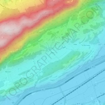 Topografische Karte Haus, Höhe, Relief