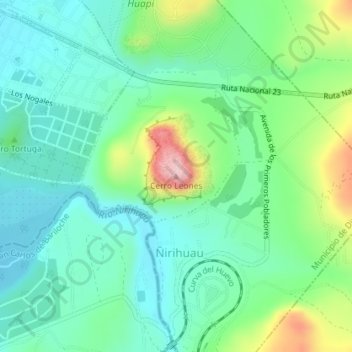 Topografische Karte Cerro Leones, Höhe, Relief