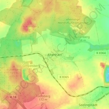 Topografische Karte Altenhain, Höhe, Relief