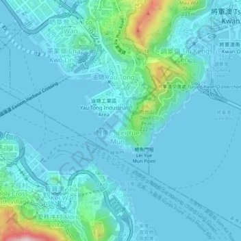 Topografische Karte 安里西村 On Li Sai Tsuen, Höhe, Relief