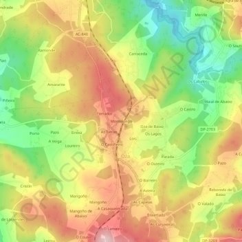 Topografische Karte Montelongo, Höhe, Relief