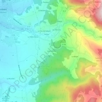 Topografische Karte Les Chaux, Höhe, Relief