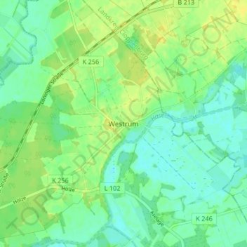 Topografische Karte Westrum, Höhe, Relief