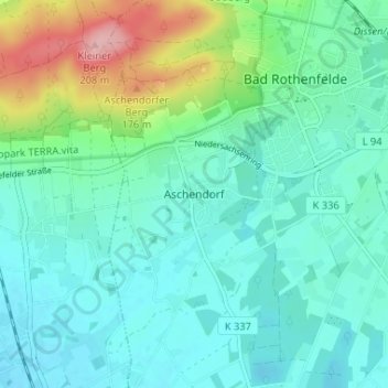 Topografische Karte Aschendorf, Höhe, Relief