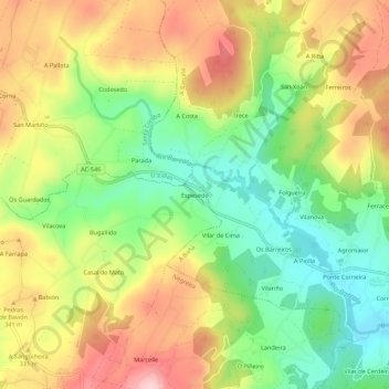 Topografische Karte Espesedo, Höhe, Relief