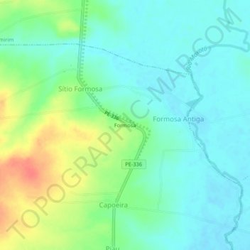 Topografische Karte Formosa, Höhe, Relief