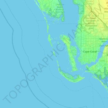 Topografische Karte North Captiva Island, Höhe, Relief