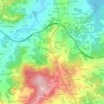 Topografische Karte Altamira, Höhe, Relief