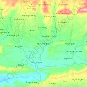 Topografische Karte Kertanegara, Höhe, Relief