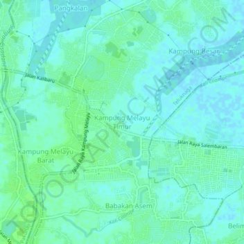Topografische Karte Kampung Melayu Timur, Höhe, Relief