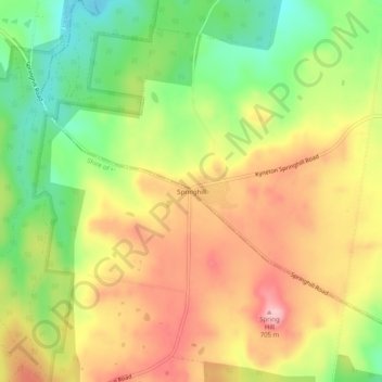 Topografische Karte Springhill, Höhe, Relief
