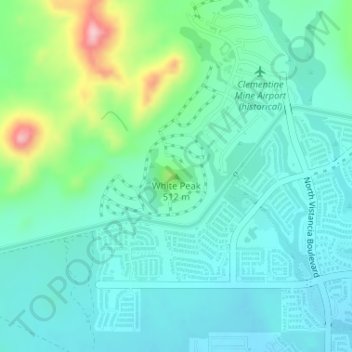 Topografische Karte White Peak, Höhe, Relief