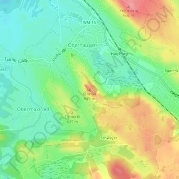 Topografische Karte Schnait, Höhe, Relief