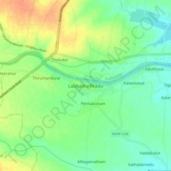 Topografische Karte Labbaikudikadu, Höhe, Relief