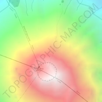 Topografische Karte Volcán Tungurahua, Höhe, Relief