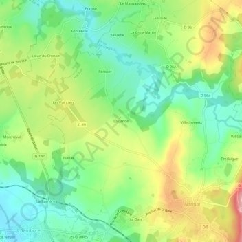 Topografische Karte La Lande, Höhe, Relief