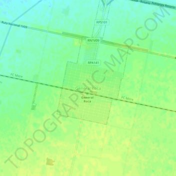 Topografische Karte General Roca, Höhe, Relief