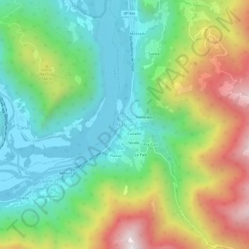 Topografische Karte Marziai, Höhe, Relief