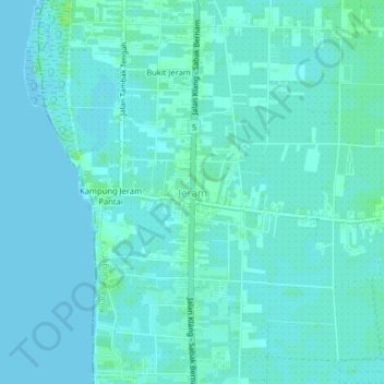 Topografische Karte Jeram, Höhe, Relief