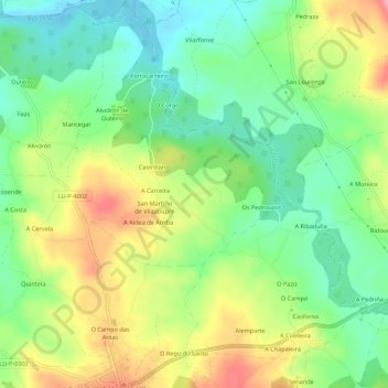 Topografische Karte Vilapoupre, Höhe, Relief