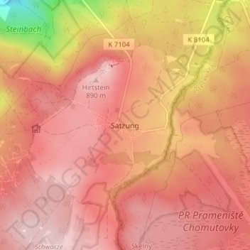 Topografische Karte Satzung, Höhe, Relief