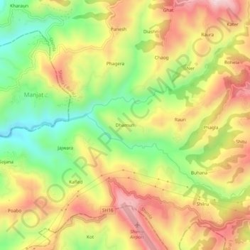 Topografische Karte Dhamun, Höhe, Relief