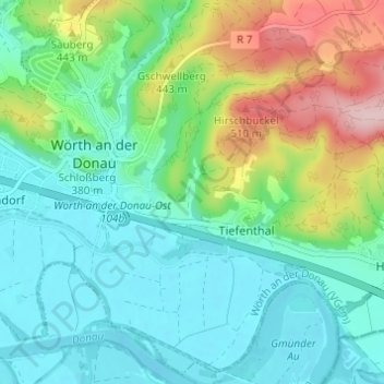 Topografische Karte Wichenbach, Höhe, Relief