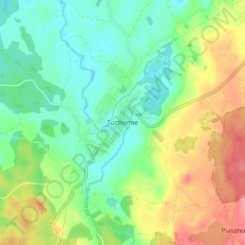 Topografische Karte Groß Tuchen, Höhe, Relief