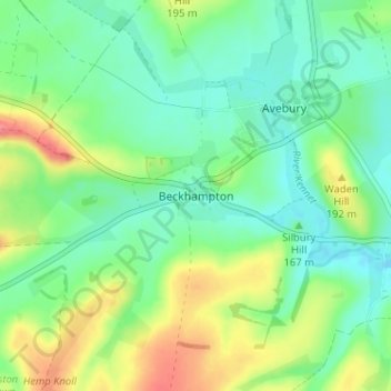 Topografische Karte Beckhampton, Höhe, Relief