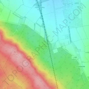 Topografische Karte Hildesheim, Höhe, Relief