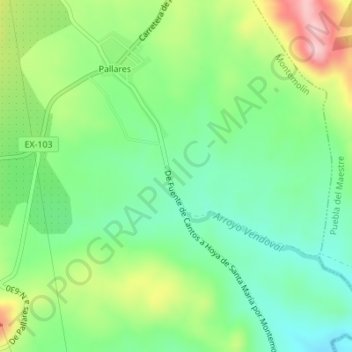 Topografische Karte El Espartero, Höhe, Relief