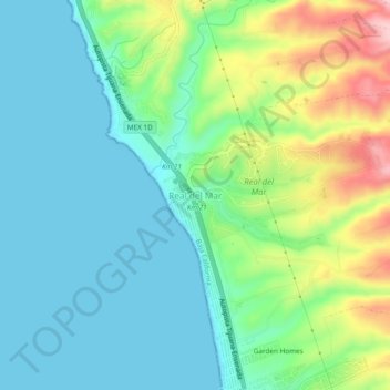 Topografische Karte Real del Mar, Höhe, Relief