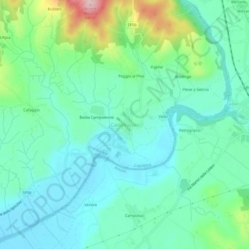 Topografische Karte Castelluccio, Höhe, Relief