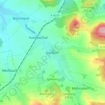 Topografische Karte Gersdorf, Höhe, Relief