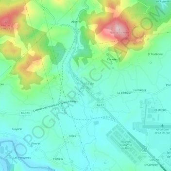 Topografische Karte Posada de Llanera, Höhe, Relief